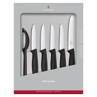 VICTORINOX - Swiss Classic - Zestaw noży do warzyw i owoców z obieraczką - 6-elementowy - Czarny