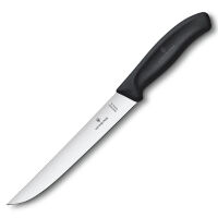 VICTORINOX - Swiss Classic - Nóż do porcjowania - Gładkie ostrze - 18 cm - Czarny