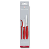 VICTORINOX - Swiss Classic - Zestaw noży do warzyw i owoców z obieraczką - Czerwony