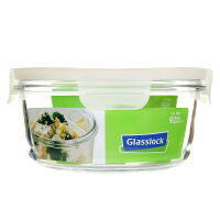 GLASSLOCK - Fancy - Szklany pojemnik kuchenny, okrągły 920 ml - Biały