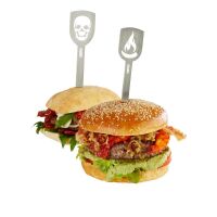 GEFU - Szpikulce do hamburgerów TORRO, 2 szt. czaszka, płomień Gefu