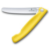 VICTORINOX - Swiss Classic - Składany nóż do warzyw i owoców - Ząbkowane ostrze - 11 cm - Żółty