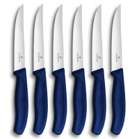VICTORINOX - Swiss Classic - Zestaw noży do steków - Ząbkowane ostrze - 6 sztuk - Niebieski