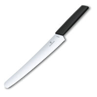 VICTORINOX - Swiss Modern - Nóż do chleba i ciast - Ząbkowane ostrze - 26 cm - Czarny