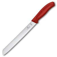 VICTORINOX - Swiss Classic - Nóż do pieczywa, ciast - Ząbkowane ostrze - 21 cm - Czerwony