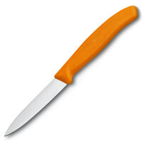 VICTORINOX - Swiss Classic - Nóż do warzyw i owoców - Gładkie ostrze - 8 cm - Pomarańczowy