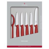 VICTORINOX - Swiss Classic - Zestaw noży do warzyw i owoców z obieraczką - 6-elementowy - Czerwony