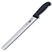 VICTORINOX - Fibrox - Nóż do wędlin - Gładkie ostrze - 30 cm - Czarny