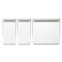 BRABANTIA 230769 - Tasty+ - Zestaw prostokątnych pojemników - 2x 1,6 l + 1x 3,5 l - Light Grey
