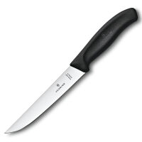 VICTORINOX - Swiss Classic - Nóż do porcjowania - Gładkie ostrze - 15 cm - Czarny