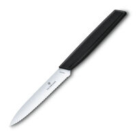 VICTORINOX - Swiss Modern - Nóż do warzyw i owoców - Ząbkowane ostrze - 10 cm - Czarny