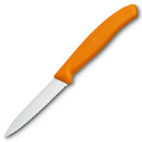 VICTORINOX - Swiss Classic - Nóż do warzyw i owoców - Ząbkowane ostrze - 8 cm - Pomarańczowy