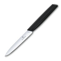 VICTORINOX - Swiss Modern - Nóż do warzyw i owoców - Gładkie ostrze - 10 cm - Czarny