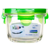 GLASSLOCK - Color - Szklany pojemnik kuchenny, okrągły 165 ml - Zielony