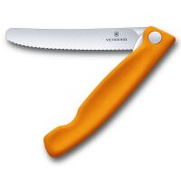 VICTORINOX - Swiss Classic - Składany nóż do warzyw i owoców - Ząbkowane ostrze - 11 cm - Pomarańczowy