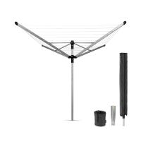 BRABANTIA 100246 - Lift-O-Matic Advance - Suszarka ogrodowa 50 m - Mocowanie do gruntu, pokrowiec, pojemnik na klamerki