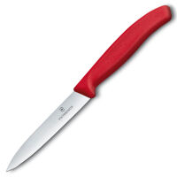 VICTORINOX - Swiss Classic - Nóż do warzyw i owoców - Gładkie ostrze - 10 cm - Czerwony