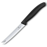 VICTORINOX - Swiss Classic - Nóż do sera - Ząbkowane ostrze - 11 cm - Czarny