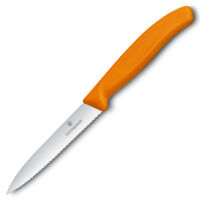 VICTORINOX - Swiss Classic - Nóż do warzyw i owoców - Ząbkowane ostrze - 10 cm - Pomarańczowy