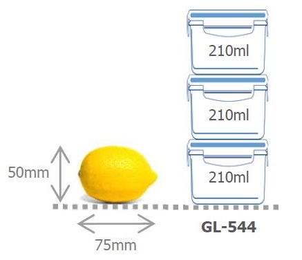Wymiary szklanych pojemników Glasslock GL-544